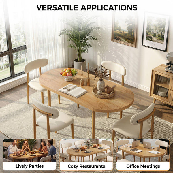 5-Piece Drop Leaf Dining Table Set with 4 Upholstered Chairs