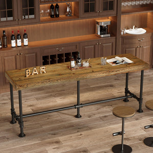 Solid Wood Bar Table 70.9" | Seats 6-8 | Industrial Style