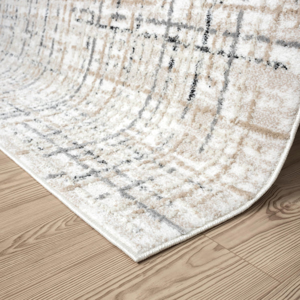 Modern Geometric Beige Area Rug – Floral Pattern