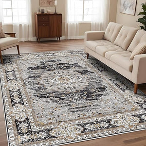 12x15 Washable Oriental Area Rug – Low Pile, Non-Slip, Stain Resistant