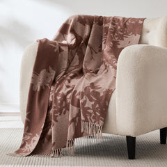 Botanical Wool Cashmere Throw Blanket — Brown, 60"W x 70"L