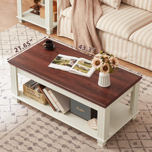 Farmhouse Coffee Table Set of 3 with Open Shelf