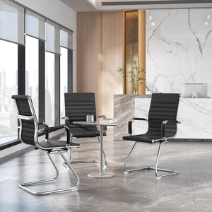Mid-Back Faux Leather Reception Chair, Set of 2