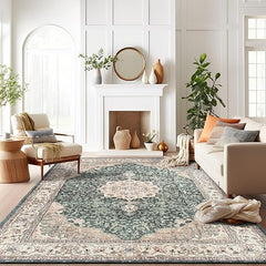 Traditional Oriental Medallion Washable Area Rug