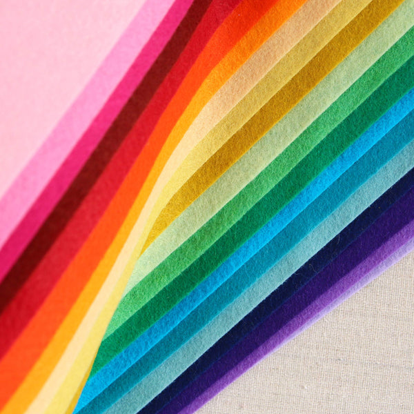 Wool Blend Felt Sheets – 90 Colors, 9" x 12" Craft Pack with Swatch Chart