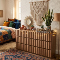 9-Drawer Wide Dresser with Fluted Design