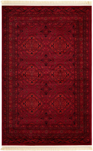 Red Black Traditional Tekke Area Rug 5x8