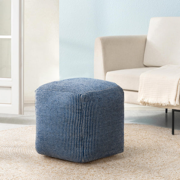 Square Pouf Ottoman Footrest – Cotton Polyester Floor Seating