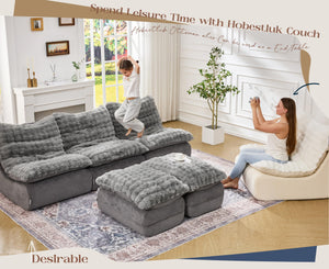 Floor Sofa Couch with Ottoman & Footrest