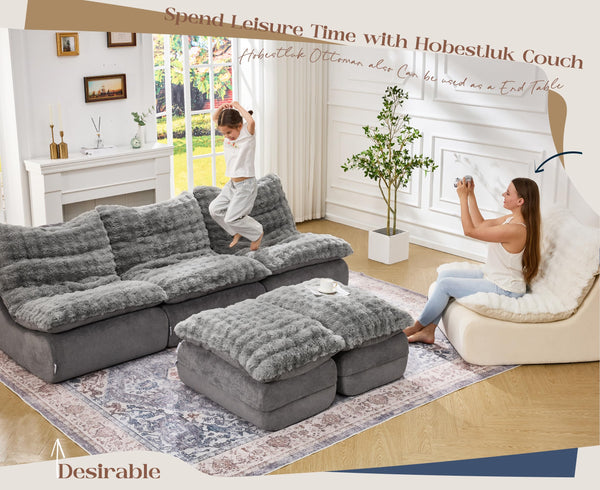 Floor Sofa Couch with Ottoman & Footrest