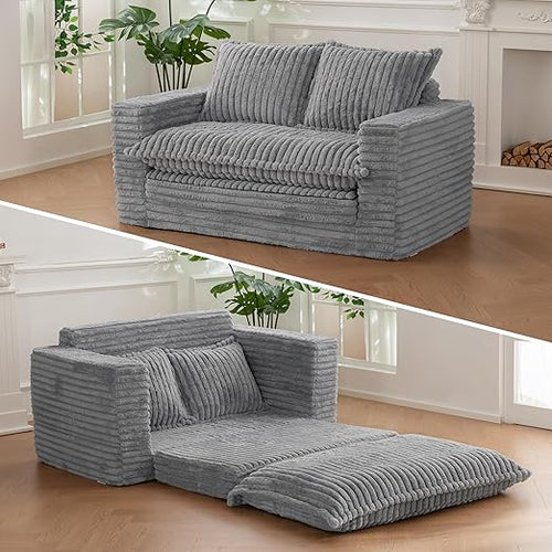 Convertible Loveseat Sleeper Sofa Bed with Cushion & Pillows