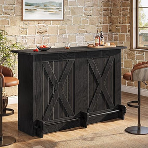 63-Inch 2-Tier Bar Table with Footrest