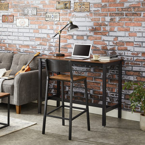 Industrial Bar Stools Set of 2 with Backrest