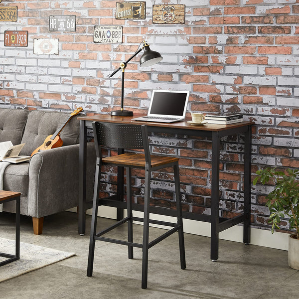 Industrial Bar Stools Set of 2 with Backrest