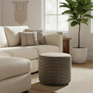 Round Braided Jute Pouf Ottoman
