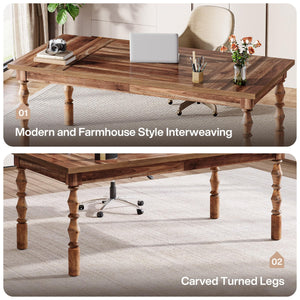 Large Executive Office Desk with Carved Turned Legs