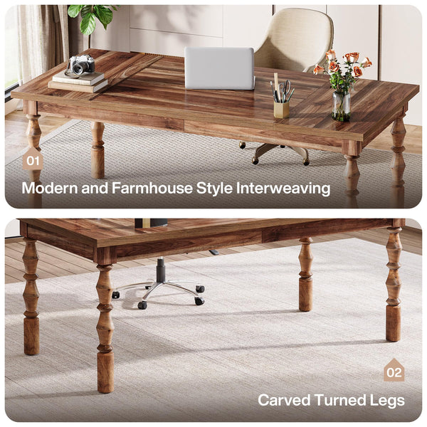 Large Executive Office Desk with Carved Turned Legs
