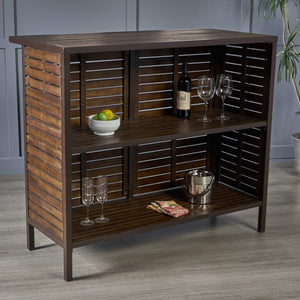 Indoor Acacia Wood Bar Set with Rustic Metal Accents
