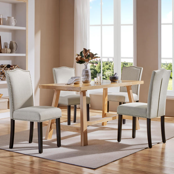 Modern Upholstered Dining Chairs with Solid Wood Legs