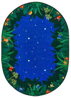 Blue Oval Kids Area Rug 6ft x 9ft — Nylon Tufted Stain-Resistant