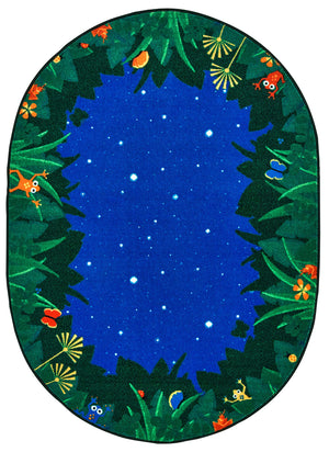 Blue Oval Kids Area Rug 6ft x 9ft — Nylon Tufted Stain-Resistant