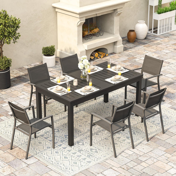 Expandable Aluminum Outdoor Dining Table 6-10 Person