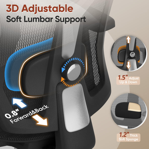 Ergonomic Office Chair with Footrest & Adjustable Lumbar Support