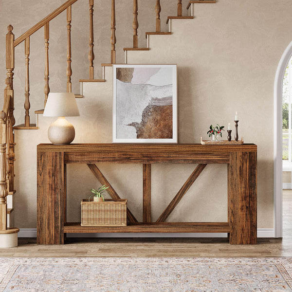 70.9" Narrow Console Sofa Table with Storage Shelf