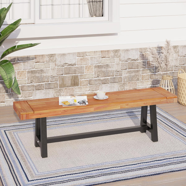 63" Acacia Wood Outdoor Bench
