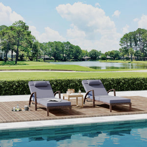 Outdoor PE Wicker Chaise Lounge Set of 2 with Adjustable Backrest