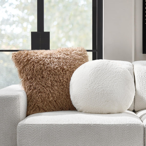 Faux Mongolian Throw Pillow 22"