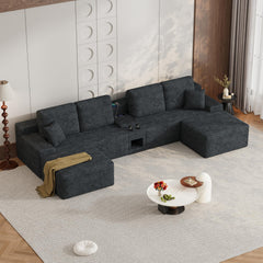 150" Oversized U-Shaped Modular Sectional Sofa, 6-Seater