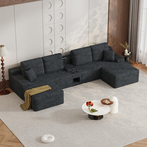 150" Oversized U-Shaped Modular Sectional Sofa, 6-Seater