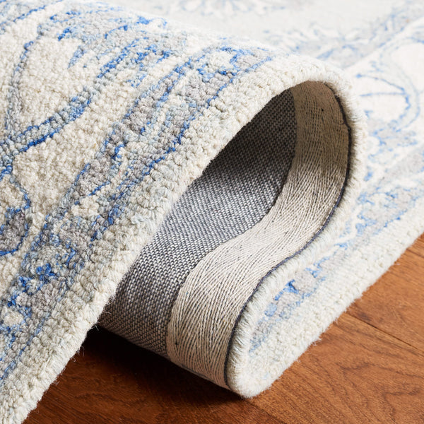 Micro-Loop Wool Runner Rug 2'3" x 7' – Light Blue & Ivory