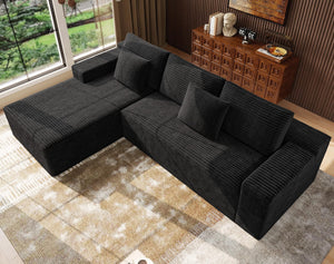 Modular Sectional Sofa with Chaise – Cloud Couch, Corduroy, L-Shaped, Deep Seat