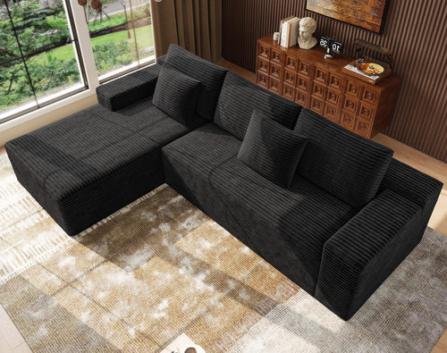 Modular Sectional Sofa with Chaise – Cloud Couch, Corduroy, L-Shaped, Deep Seat