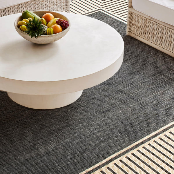 Dark Grey Geometric Indoor Outdoor Area Rug 8x10