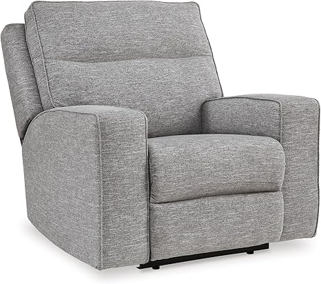 Power Reclining Sofa with Adjustable Headrest & USB Ports – Light Gray