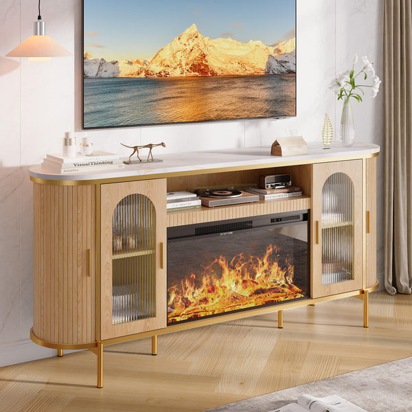 70" Fluted Fireplace TV Stand with Electric Fireplace