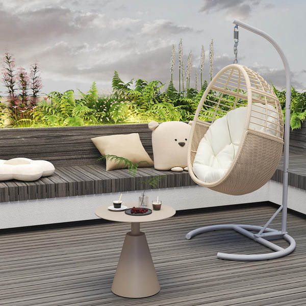 Round Aluminum Outdoor Side Table with Pedestal Base