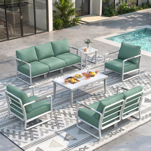 7-Seat Aluminum Outdoor Sectional Patio Set with Coffee Table