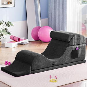Convertible Yoga Chaise Lounge Chair with Lumbar Pillow