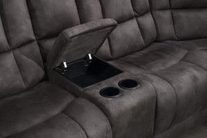 Grey Microfiber Reclining Sectional Sofa – L-Shaped, 5-Seat