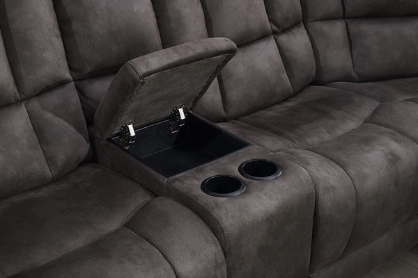 Grey Microfiber Reclining Sectional Sofa – L-Shaped, 5-Seat