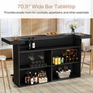 4-Tier Bar Table with Wine Glass Holder & Storage Shelves