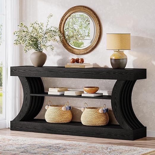 70.9" Farmhouse Console Table with 3-Tier Storage