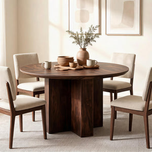 Round Dining Table 47" | Rustic Walnut | Seats 4–6