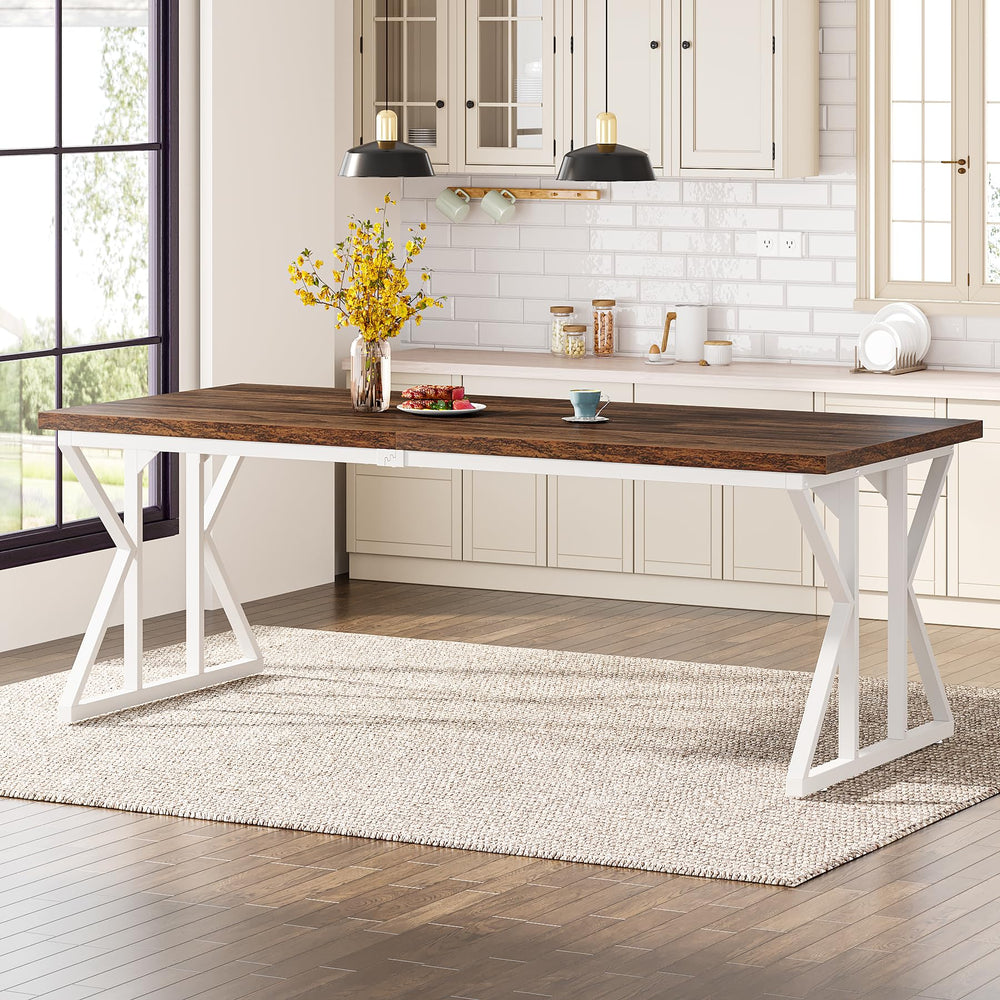 Farmhouse Dining Table 78.7-Inch for 6-8 People