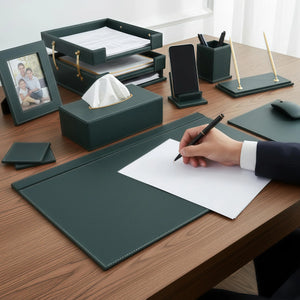 11-Piece PU Leather Desk Organizer Set