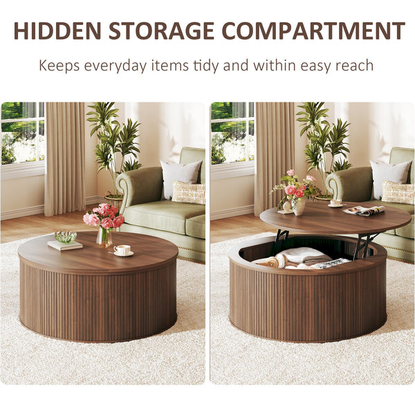 Round Lift-Top Coffee Table with Hidden Storage